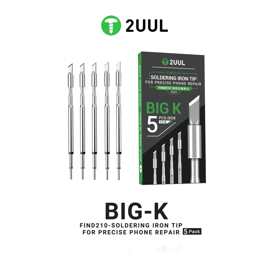 2UUL FD21 Big-K Soldering Iron Tip for C210 Soldering Station (5 Pack)