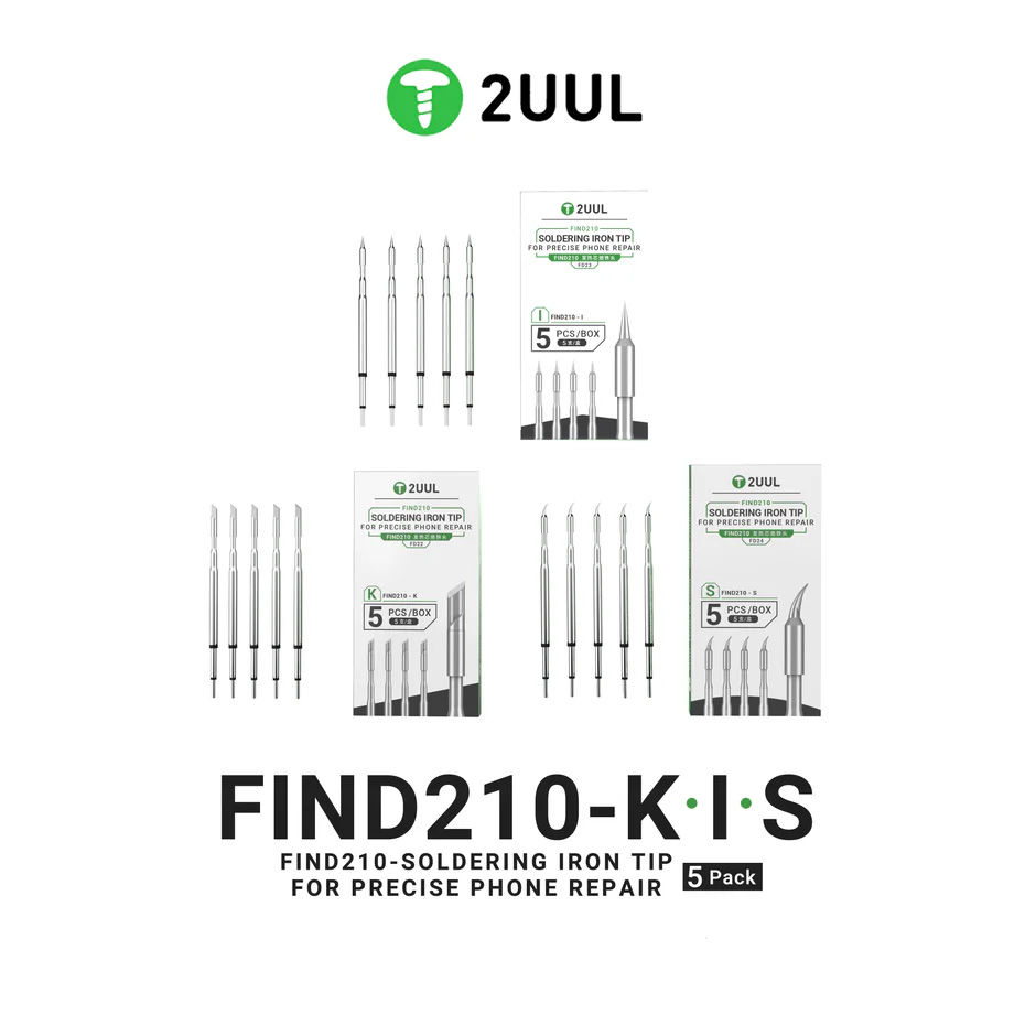 2UUL FD22 / FD23 / FD24 Soldering Iron Tips – K, I, S Types for C210 Soldering Station