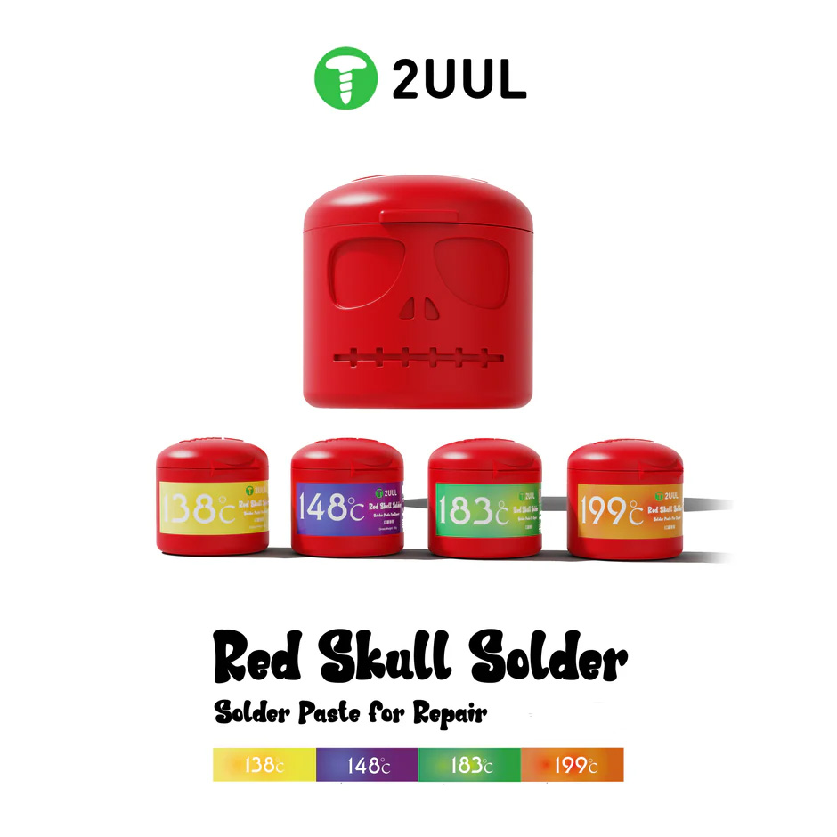 2UUL Red Skull Solder Paste – Low Temperature Solder Paste for Precision Repair (138℃ / 148℃ / 183℃ / 199℃) – 50g