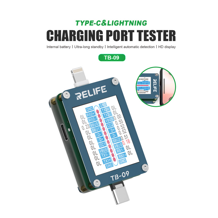 RELIFE TB-09 Type-C & Lightning Charging Port Tester