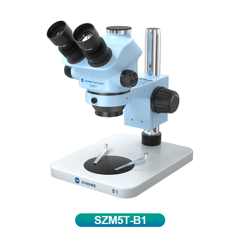 SUNSHINE GSMBAZAR EDITION SZM5T-B1 MICROSCOPE TRINOCULAR STEREO ZOOM MICROSCOPE /BLUE AND WHITE
