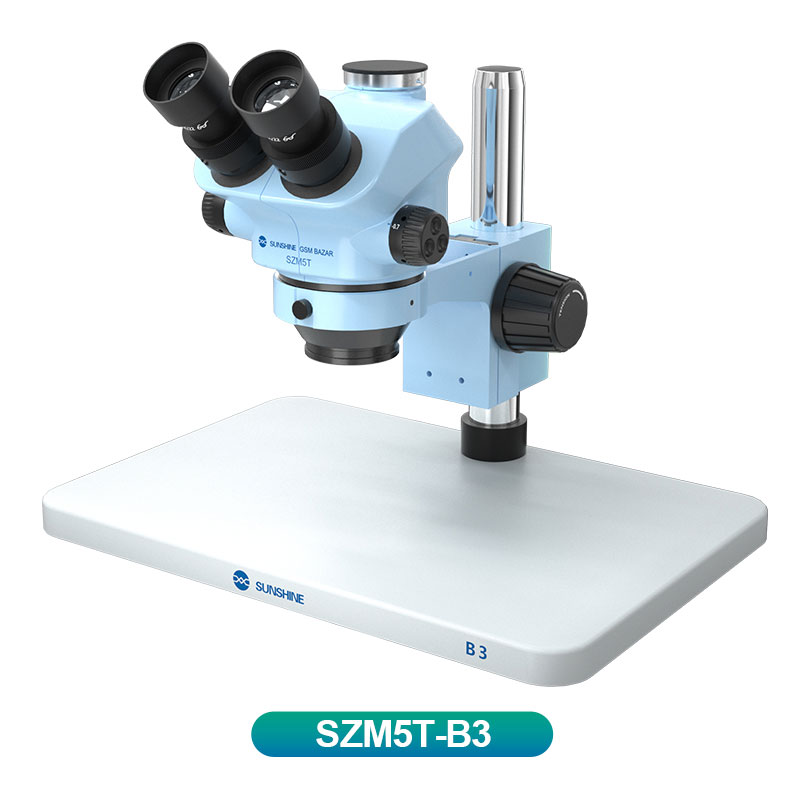 SUNSHINE GSMBAZAR EDITION SZM5T-B3 MICROSCOPE TRINOCULAR STEREO ZOOM MICROSCOPE /BLUE AND WHITE